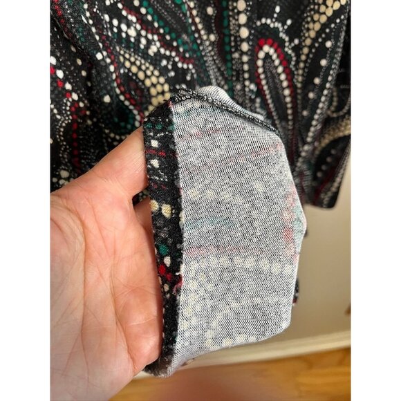 Retro Paisley Maxi Skirt Black 2X Polka Dot Boho Western Indie Folk Hippie Chic - Picture 3 of 9